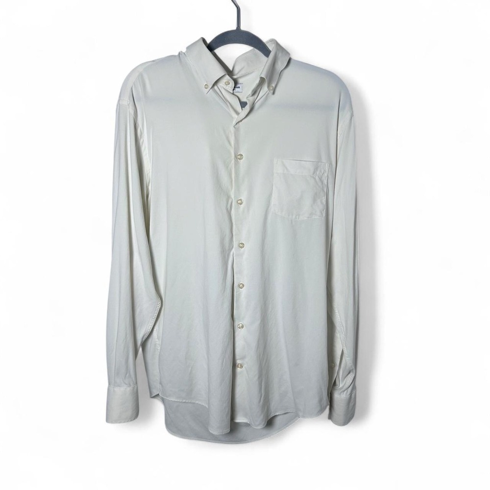 Peter Millar Summer Comfort Mens Large‎ cream Button Down Shirt Stretch